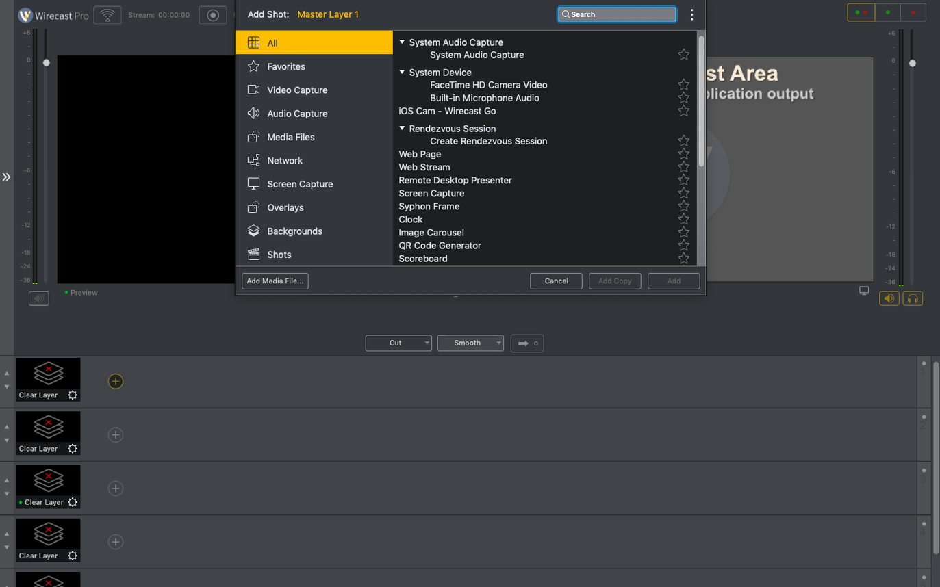 Wirecast Pro — example 2 Wirecast Pro macOS window 2