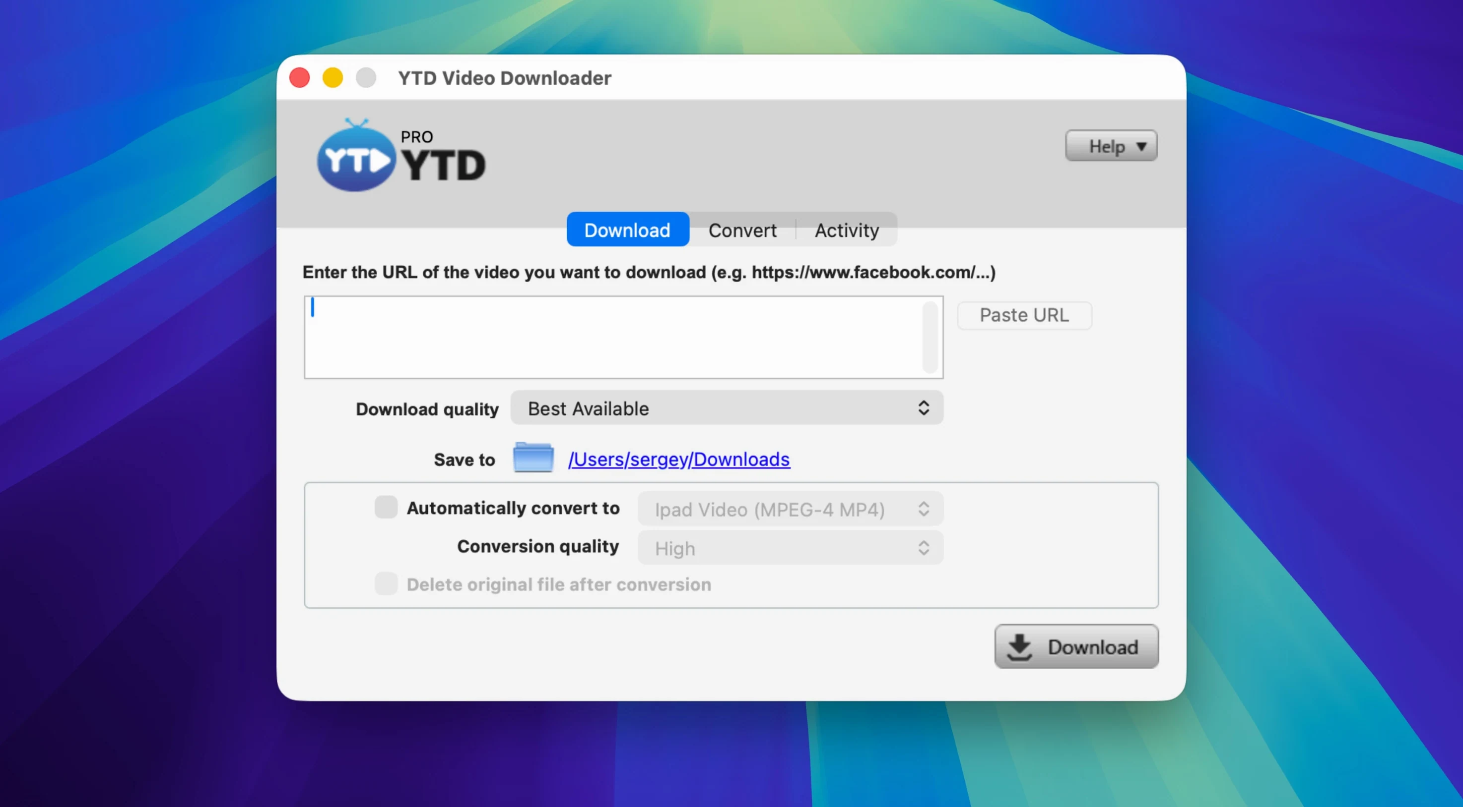 ytd video downloader mac: the interface